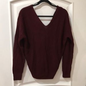 Love Tree knitted twisted back V-neck sweater